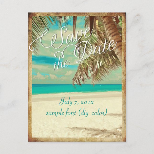 PixDezines/spara datum/vintage hawaii Meddelande Vykort (Framsida)