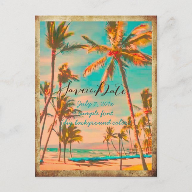 PixDezines/spara datum/vintage hawaii Meddelande Vykort (Framsida)