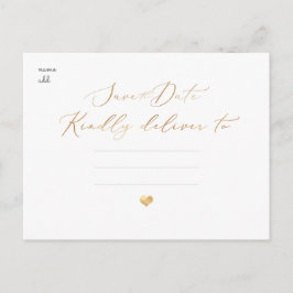 PixDezines Spara our Date, Faux Guld Calligraphy Vykort