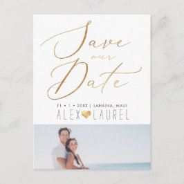 PixDezines Spara our Date, Faux Guld Calligraphy Vykort