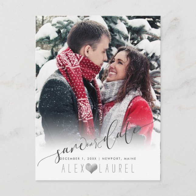 PixDezines Spara vår Date Calligraphy DIY Färg Vykort (Framsida)