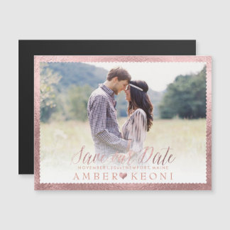 PixDezines Spara vårt datum/Faux Ro Guld Magnetisk Inbjudningskort