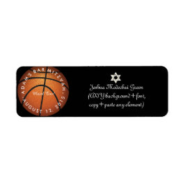 ✡ PixDezines spelas på! Basketball Pub Mitzvah Returadress Etikett