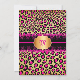 PixDezines spets+leopardfläckar/rosa+svart Inbjudningar