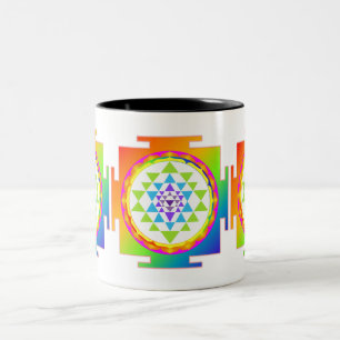 PixDezines Sri Yantra Chakra Clearing/DIY bakgrund Två-Tonad Mugg