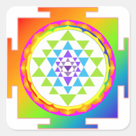 PixDezines Sri Yantra/Chakra Clearing/regnbåge Fyrkantigt Klistermärke