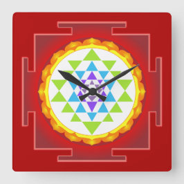 PixDezines Sri Yantra/Chakra Fyrkantig Klocka