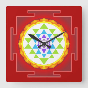 PixDezines Sri Yantra/Chakra Fyrkantig Klocka