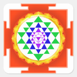 PixDezines Sri Yantra Chakra Rengöring/Orange Glöd Fyrkantigt Klistermärke