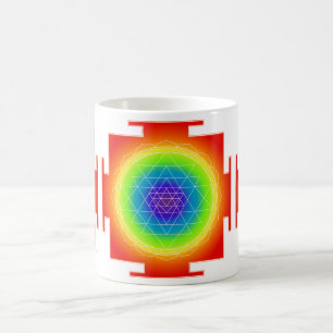 PixDezines Sri Yantra Chakra Rengöring/Orange Glöd Kaffemugg