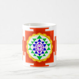 PixDezines Sri Yantra Chakra Rengöring/Orange Glöd Kaffemugg