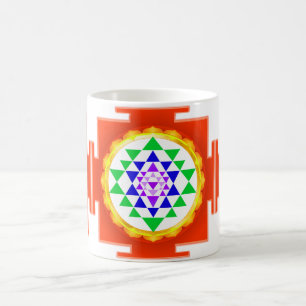 PixDezines Sri Yantra Chakra Rengöring/Orange Glöd Kaffemugg