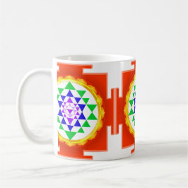 PixDezines Sri Yantra Chakra Rengöring/Orange Glöd Kaffemugg