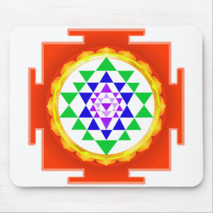 PixDezines Sri Yantra Chakra Rengöring/Orange Glöd Musmatta