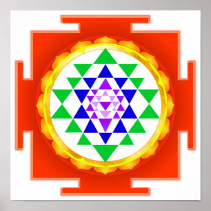 PixDezines Sri Yantra Chakra Rengöring/Orange Glöd Poster