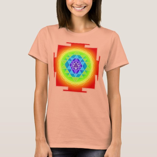 PixDezines Sri Yantra/Orange Tee Shirt (Framsida)