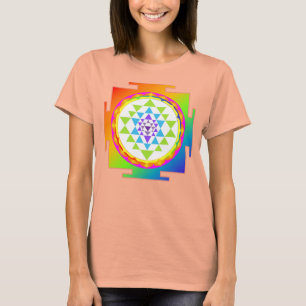 PixDezines Sri Yantra/Regnbåge T-shirt