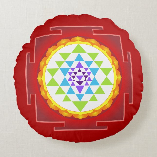 PixDezines Sri Yantra Rund Kudde (Framsidan)