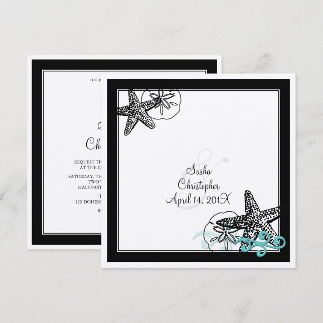 PixDezines STARFISH/FELT ECRU/DIY TYPSNITT+BAKGRUN Inbjudningar (Fram/baksida)
