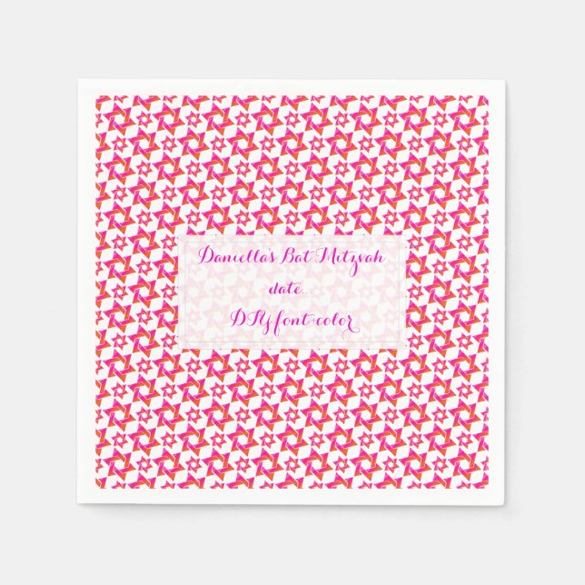 PixDezines-stjärnan David/rosa/oj/mitzvah Pappersservett (Framsidan)