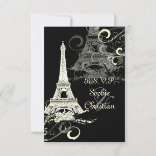 PixDezines STOR RSVP/LA TOUR EIFFEL/KRÄMIGA VIRVLA OSA Kort