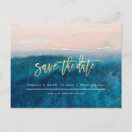 PixDezines Strand Falskt Guld Modern Borstskrift Meddelande Vykort