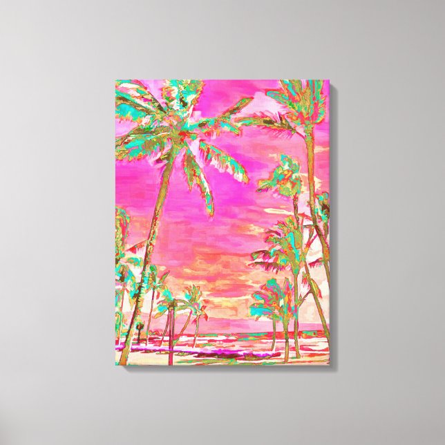 PixDezines Strand/Hawaii/Vik/Rosa/Turkos Canvastryck (Framsida)