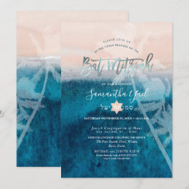 PixDezines Strand Palmträd Bat Mitzvah-inbjudan Inbjudningar