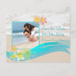PixDezines-strand+plumeria, spara date/diy tillfäl Meddelande Vykort