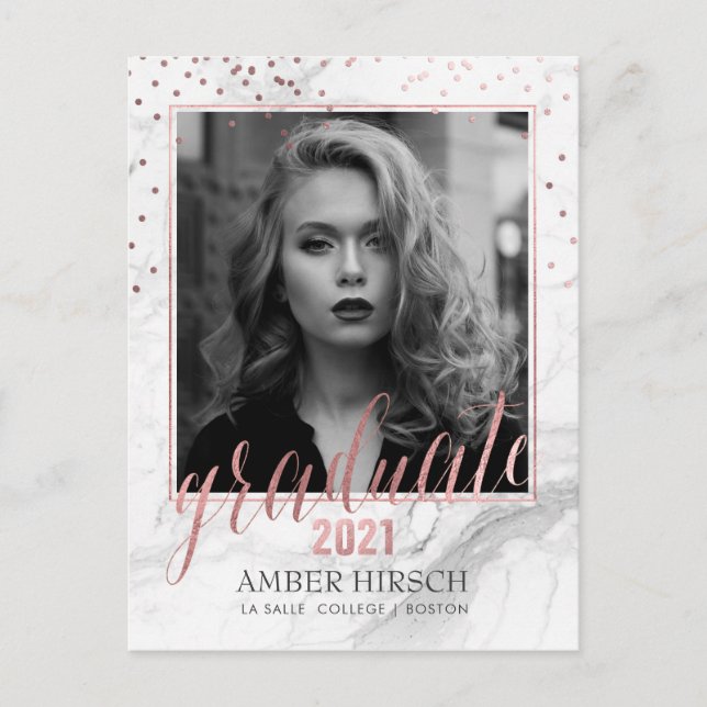 PixDezines Student Foton/Marble+Ro Guld Meddelande Vykort (Framsida)