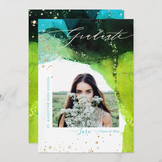 PixDezines Studenten Alcohol Bläck Modern Abstrakt Meddelande (Fram/baksida)