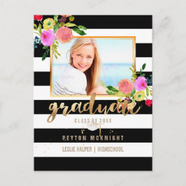 PixDezines Studenten/Blommigt Vattenfärg/Rand Meddelande Vykort