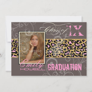 PixDezines Studenten/cheetah, nyfödd rosa Inbjudningar