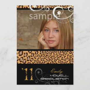 PixDezines Studenten, Leopard Print Inbjudningar