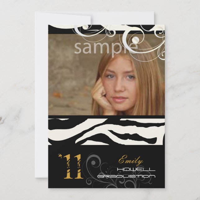 PixDezines Studenten, Zebra tryck Inbjudningar (Framsida)