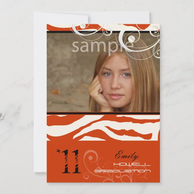 PixDezines Studenten, Zebra tryck Inbjudningar (Framsida)