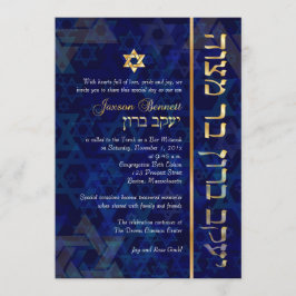 PixDezines Subblime/Pub Mitzvah/Blue/Guld Inbjudningar