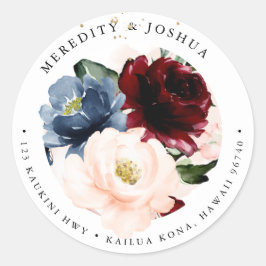 PixDezines Sublime Dusty Blue  Burgundy Runt Klistermärke