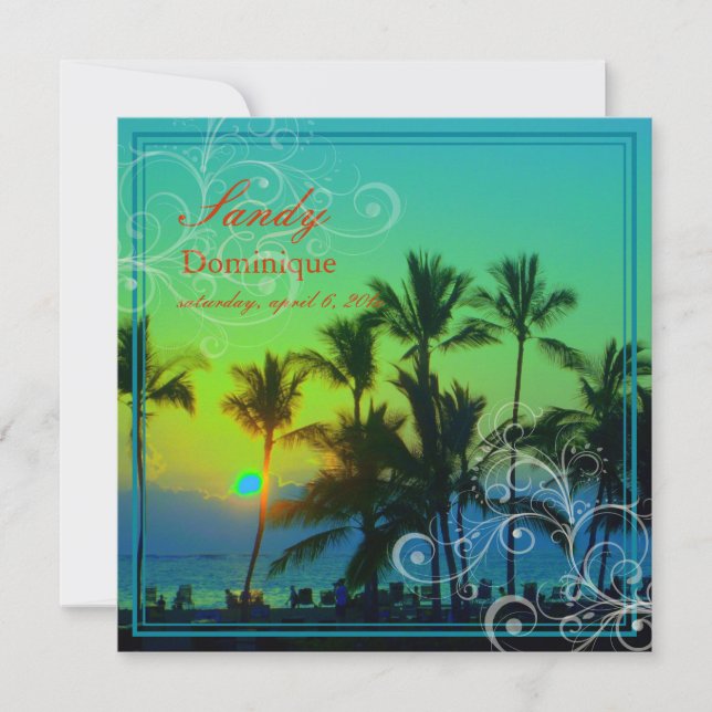 PixDezines sunset vid A-Bay/hawaii Inbjudningar (Framsida)