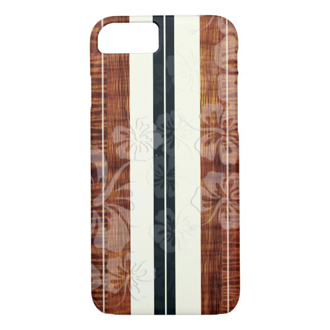PixDezines Surfa Board/Hibiscus/Faux Koa Case-Mate iPhone Skal (Baksida)