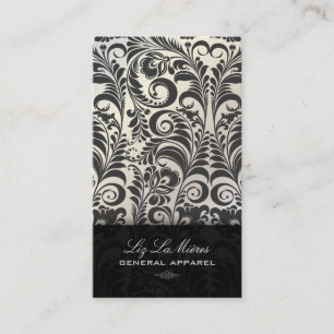 PixDezines Svart Bellissimo Vintage Damask Visitkort