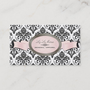 PixDezines Svart, Rosa, Vit Jolie Damask Visitkort