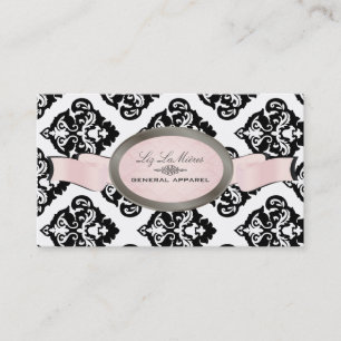 PixDezines Svart, Rosa, Vit Oliva Damask Visitkort