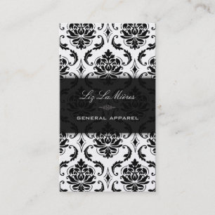 PixDezines Svart Vendome Vintage Damask Visitkort