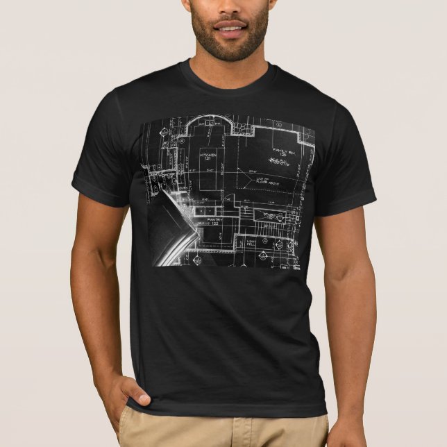 PixDezines svart+vitt blått T-shirt (Framsida)
