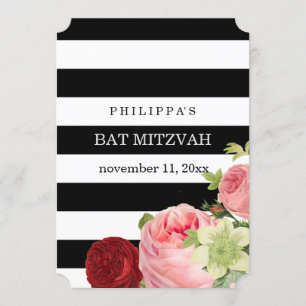 PixDezines svartvit rand mitzvah Inbjudningar