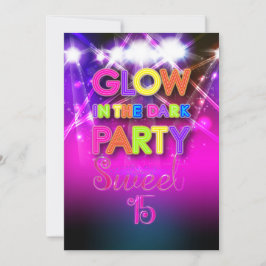 PixDezines Sweet 15, glöd i Mörken Inbjudningar