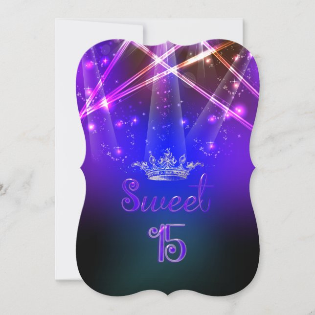 PixDezines Sweet 15, Laser Ljus/Neon Ljus Inbjudningar (Framsida)