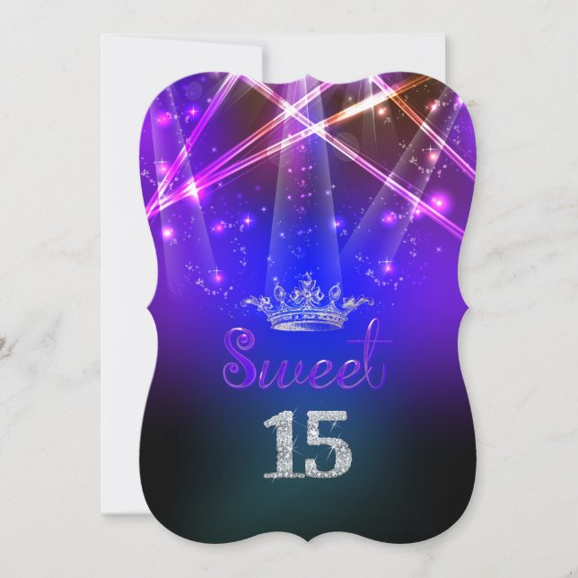 PixDezines Sweet 15, Laser Ljus/Neon Ljus Inbjudningar (Framsida)