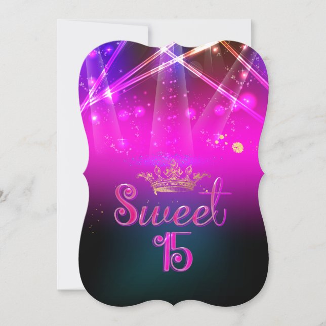 PixDezines Sweet 15, Laser Ljus/Neon Ljus Inbjudningar (Framsida)